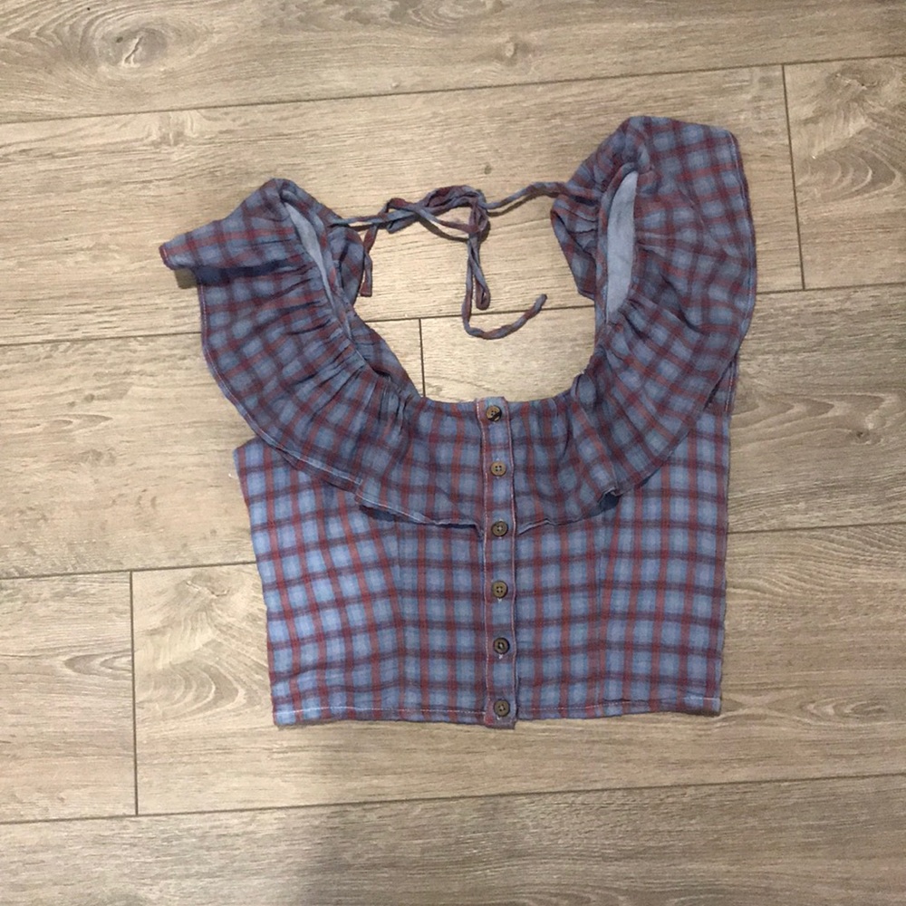 Free People Cropped Ruffle Top